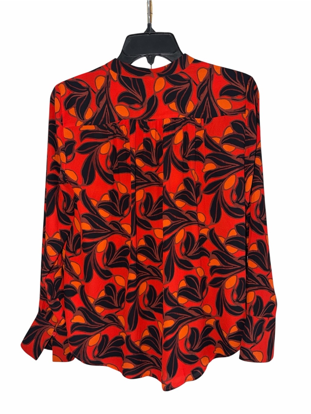 Ann Taylor Red, Black & Orange Floral-Print Long Sleeve Blouse size SP - Picture 2 of 7